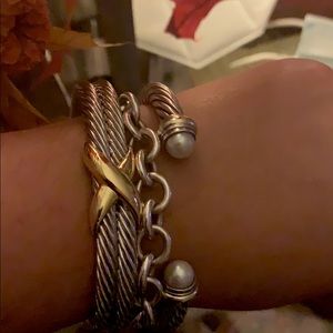David Yurman “X” sterling silver 14k bracelet